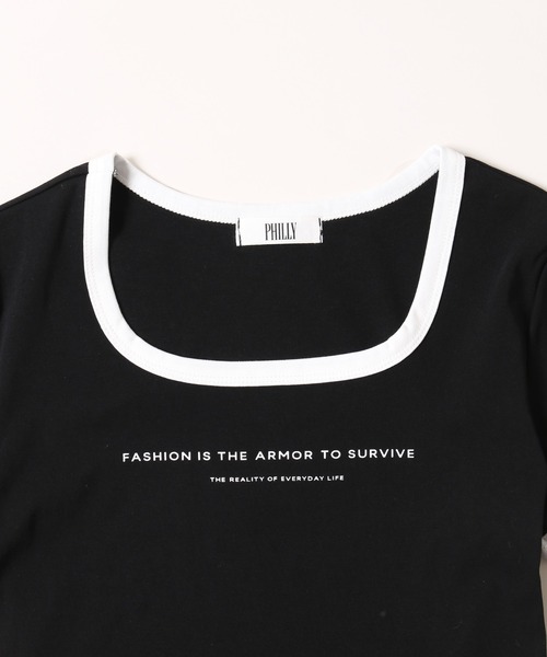 PHILLY（フィリー）の「【PHILLY】コンパクトリンガーTシャツ（Tシャツ/カットソー・レディース・ブラック/アイボリー/グレー・FREE）」の19枚目の写真