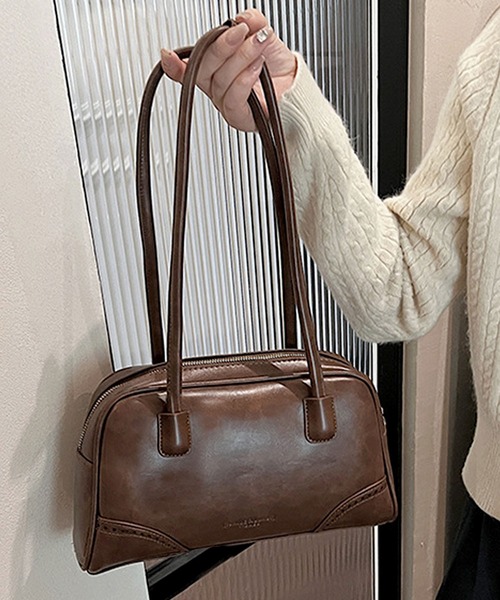 florist（フローリスト）の「【軽い◎・500mlペットボトル収納可】エンボスロゴレザーライクボストンバッグ/ショルダーバッグ（ボストンバッグ・レディース・ダークウッド/キャメル/ブラック/ライトブラウン・FREE）」の14枚目の写真