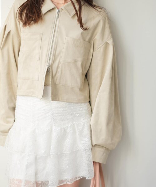 Kastane（カスタネ）の「スタッズスウェードジャケット（その他アウター・レディース・アイボリー/ピンク・FREE）」の7枚目の写真