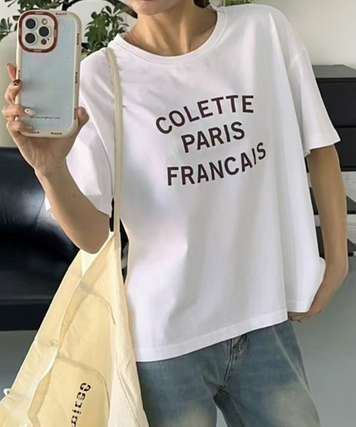 LOWO(ロワ)の「【綿100%使用】フロントロゴプリントTシャツ(Tシャツ/カットソー・レディース・ブラウン/ピンク/ホワイト/グレー/ブラック/ベージュ/イエロー・FREE)」の13枚目の写真