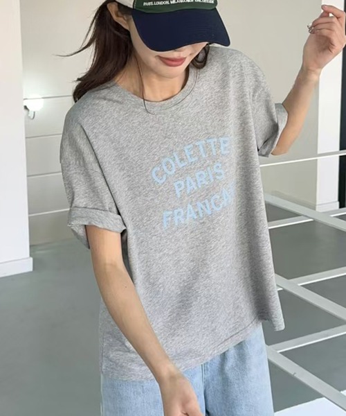 LOWO(ロワ)の「【綿100%使用】フロントロゴプリントTシャツ(Tシャツ/カットソー・レディース・ブラウン/ピンク/ホワイト/グレー/ブラック/ベージュ/イエロー・FREE)」の17枚目の写真