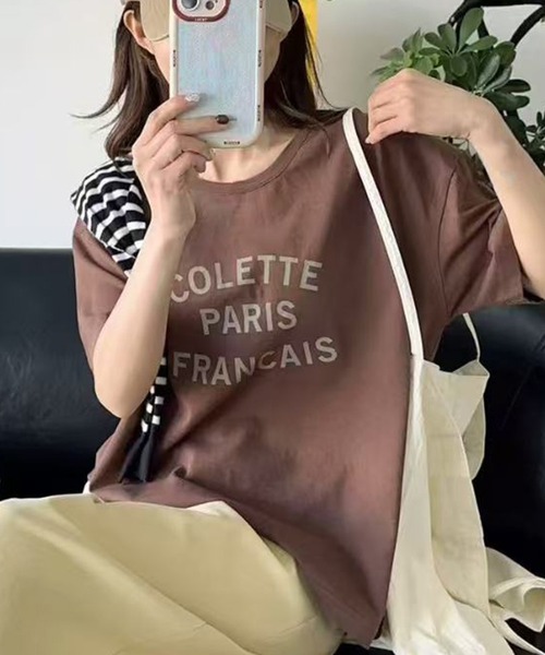 LOWO(ロワ)の「【綿100%使用】フロントロゴプリントTシャツ(Tシャツ/カットソー・レディース・ブラウン/ピンク/ホワイト/グレー/ブラック/ベージュ/イエロー・FREE)」の19枚目の写真