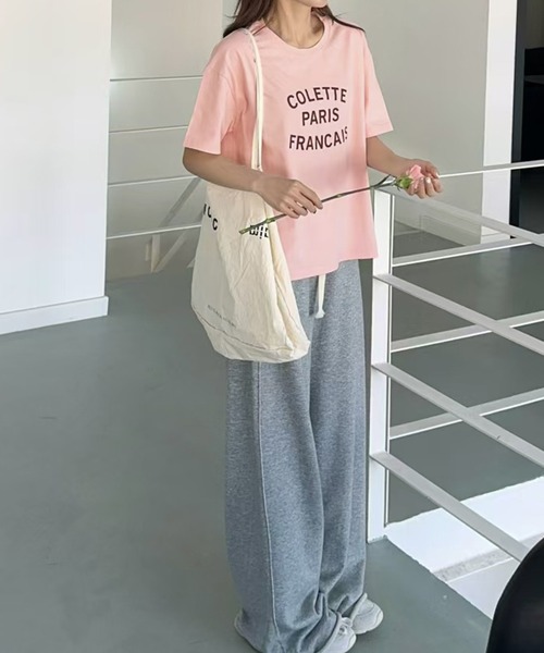 LOWO(ロワ)の「【綿100%使用】フロントロゴプリントTシャツ(Tシャツ/カットソー・レディース・ブラウン/ピンク/ホワイト/グレー/ブラック/ベージュ/イエロー・FREE)」の12枚目の写真