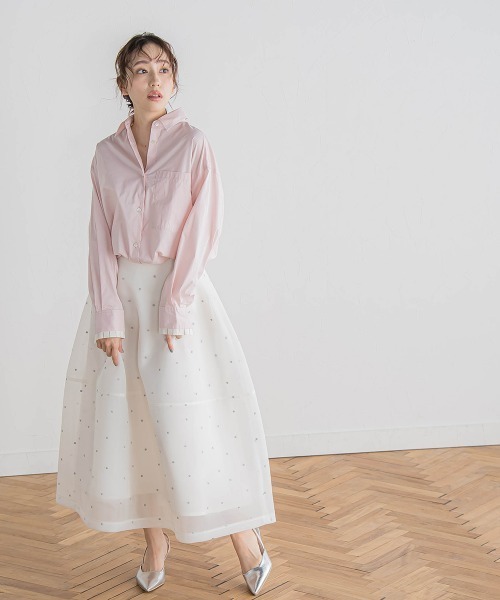 Droite lautreamont(ドロワットロートレアモン)の「ドロストクロップドシャツ≪洗濯機で洗える≫(シャツ/ブラウス・レディース・ピンク/ブルー・M)」の12枚目の写真