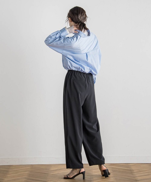 Droite lautreamont(ドロワットロートレアモン)の「ドロストクロップドシャツ≪洗濯機で洗える≫(シャツ/ブラウス・レディース・ピンク/ブルー・M)」の21枚目の写真