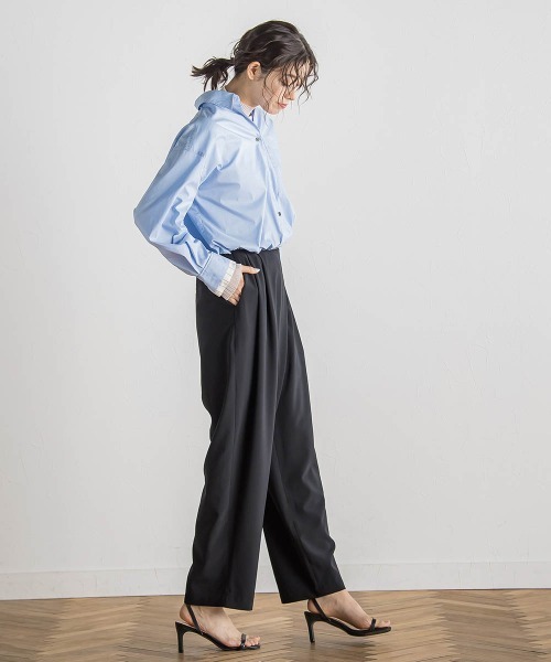 Droite lautreamont(ドロワットロートレアモン)の「ドロストクロップドシャツ≪洗濯機で洗える≫(シャツ/ブラウス・レディース・ピンク/ブルー・M)」の22枚目の写真