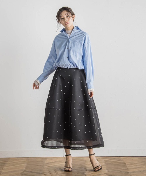 Droite lautreamont(ドロワットロートレアモン)の「ドロストクロップドシャツ≪洗濯機で洗える≫(シャツ/ブラウス・レディース・ピンク/ブルー・M)」の15枚目の写真