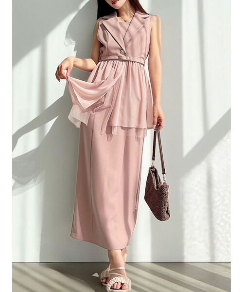 RESEXXY（リゼクシー）の「ヘムシアージレ【セットアップ着用可能/ピンクWEB限定カラー】（その他アウター・レディース・アイボリー/ブラック/プラム/ピンク・FREE）」の4枚目の写真