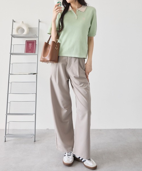 リンガーロゴ刺繍リブニットポロシャツ MONO-MART│MONO-MART