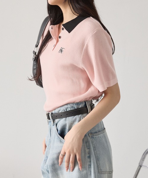 MAXMARA ロコ刺繍リフニットホンチョ 2424736012600 005 リンガーロゴ刺繍リブニットポロシャツ MONO-MART│MONO-MART