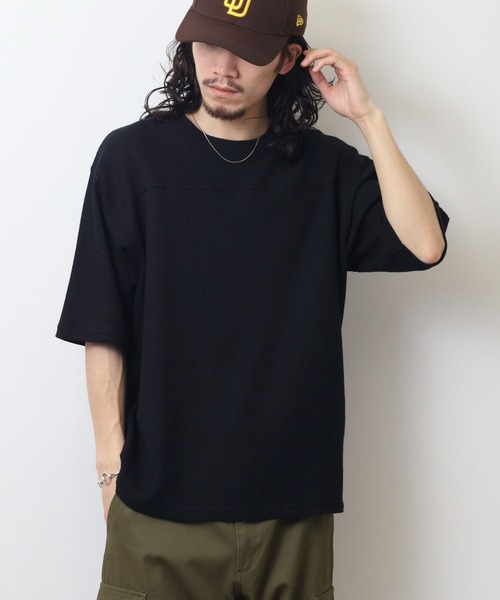 JEMORGAN(ジェーイーモーガン)の「JEMORGAN ワッフル 5分袖T(Tシャツ/カットソー・メンズ・ブラック/ホワイト/ネイビー/杢グレー・L/M/XL)」の2枚目の写真