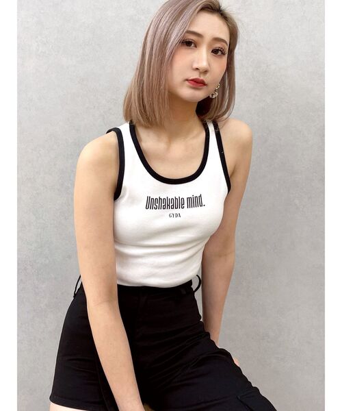 GYDA（ジェイダ）の「unshakable mindタンクトップ（タンクトップ・レディース・スカイブルー/ブラック/オフホワイト・FREE）」の6枚目の写真