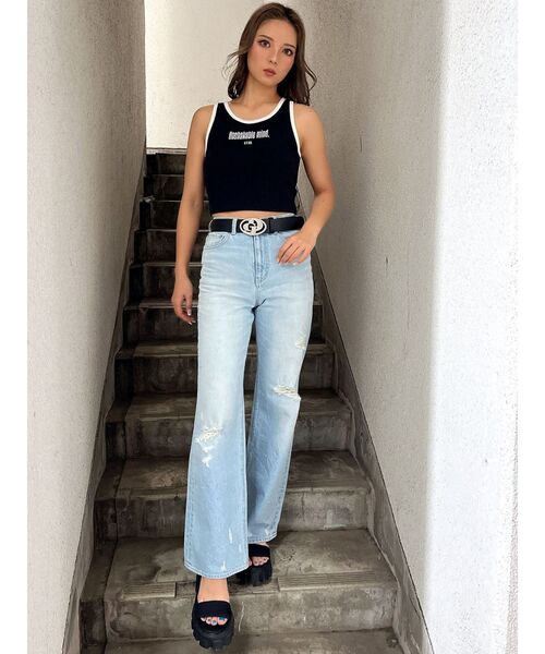 GYDA（ジェイダ）の「unshakable mindタンクトップ（タンクトップ・レディース・スカイブルー/ブラック/オフホワイト・FREE）」の15枚目の写真