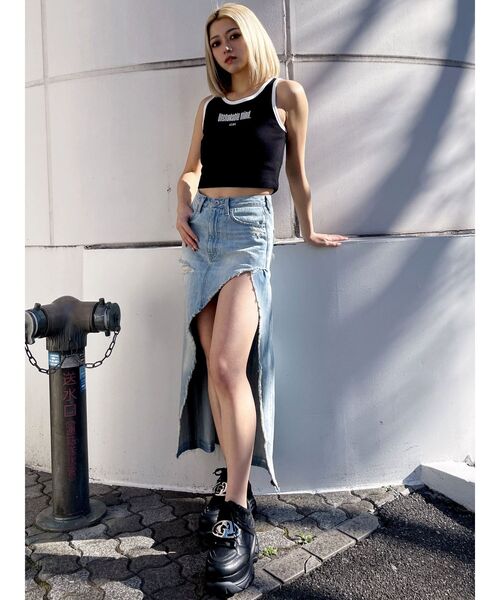 GYDA（ジェイダ）の「unshakable mindタンクトップ（タンクトップ・レディース・スカイブルー/ブラック/オフホワイト・FREE）」の17枚目の写真