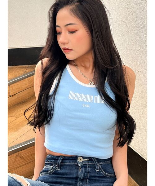 GYDA（ジェイダ）の「unshakable mindタンクトップ（タンクトップ・レディース・スカイブルー/ブラック/オフホワイト・FREE）」の21枚目の写真