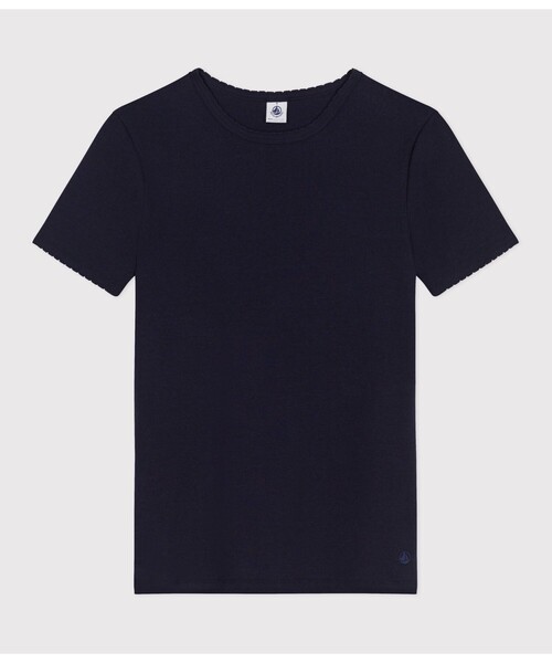 PETIT BATEAU(プチバトー)の「ポワンココット半袖Tシャツ(Tシャツ/カットソー・レディース・ネイビー/ライトピンク/ブルー・XX-SMALL/X-SMALL/SMALL/MEDIUM/LARGE)」の1枚目の写真
