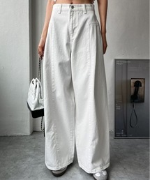 MONO8（モノハチ）の「サイドフレア　ワイドデニムパンツ（デニムパンツ）」