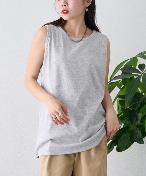 CIAOPANIC TYPY(チャオパニックティピー)の「【ユニセックス】接触冷感テレコリブノースリーブタンクトップ(タンクトップ・メンズ・ブラック系その他2/オフホワイト/ブラック系その他/グレー/ライトグレー/ホワイト系その他・ONE SIZE/MEDIUM/LARGE)」の6枚目の写真