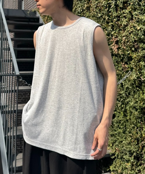CIAOPANIC TYPY(チャオパニックティピー)の「【ユニセックス】接触冷感テレコリブノースリーブタンクトップ(タンクトップ・メンズ・ブラック系その他2/オフホワイト/ブラック系その他/グレー/ライトグレー/ホワイト系その他・ONE SIZE/MEDIUM/LARGE)」の1枚目の写真