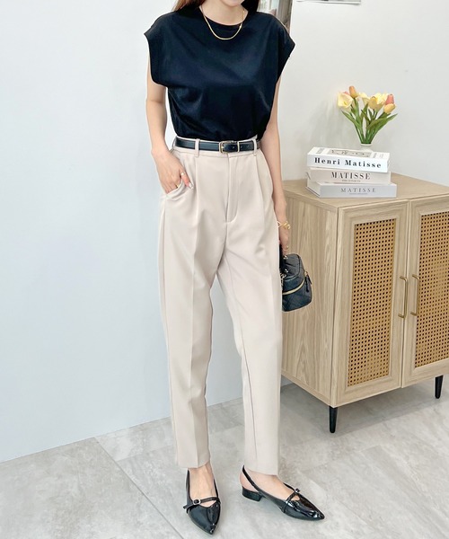 Futier land(フューティアランド)の「シルケットフレンチスリーブTシャツ(Tシャツ/カットソー・レディース・ブラック/グレイッシュベージュ/オフホワイト/ミント・MEDIUM)」の11枚目の写真