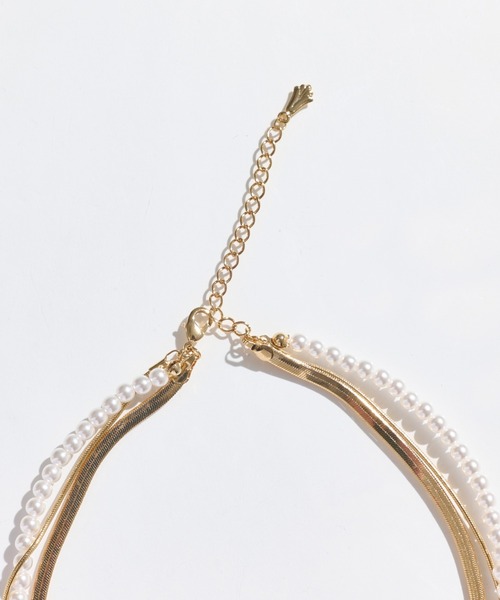Phoebe(フィービィー)の「パールミックスチェーン3連ネックレス/全長:36cm,39cm,51cm+5cm(ネックレス・レディース・イエローゴールド・FREE)」の2枚目の写真