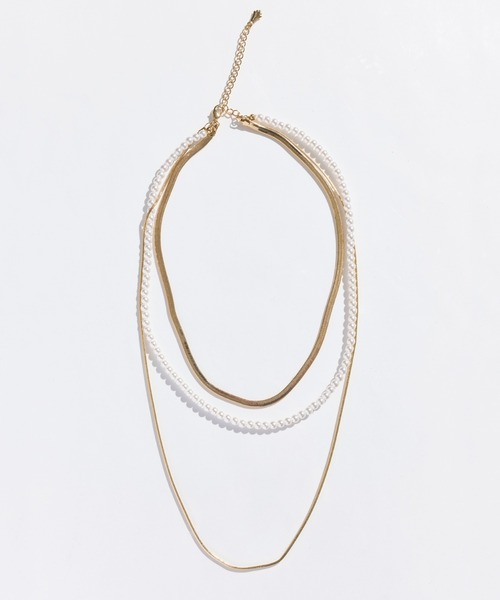 Phoebe(フィービィー)の「パールミックスチェーン3連ネックレス/全長:36cm,39cm,51cm+5cm(ネックレス・レディース・イエローゴールド・FREE)」の3枚目の写真