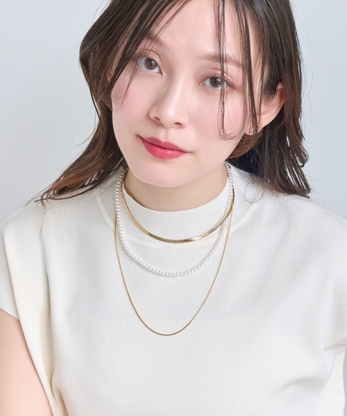 Phoebe(フィービィー)の「パールミックスチェーン3連ネックレス/全長:36cm,39cm,51cm+5cm(ネックレス・レディース・イエローゴールド・FREE)」の5枚目の写真