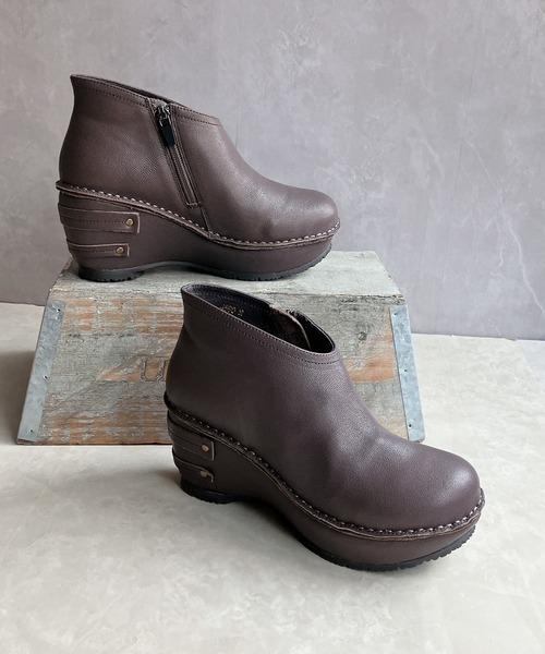 Hina Day Green（ヒナデイグリーン）の「本革製 厚底 アンクルブーツ（ブーツ・レディース・ボルドー/チャコールグレー/ブラック/オリーブ・LL/S/M/L）」の13枚目の写真