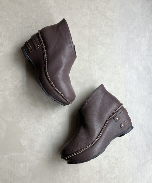 Hina Day Green（ヒナデイグリーン）の「本革製 厚底 アンクルブーツ（ブーツ・レディース・ボルドー/チャコールグレー/ブラック/オリーブ・LL/S/M/L）」の14枚目の写真