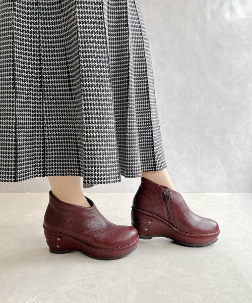 Hina Day Green（ヒナデイグリーン）の「本革製 厚底 アンクルブーツ（ブーツ・レディース・ボルドー/チャコールグレー/ブラック/オリーブ・LL/S/M/L）」の8枚目の写真