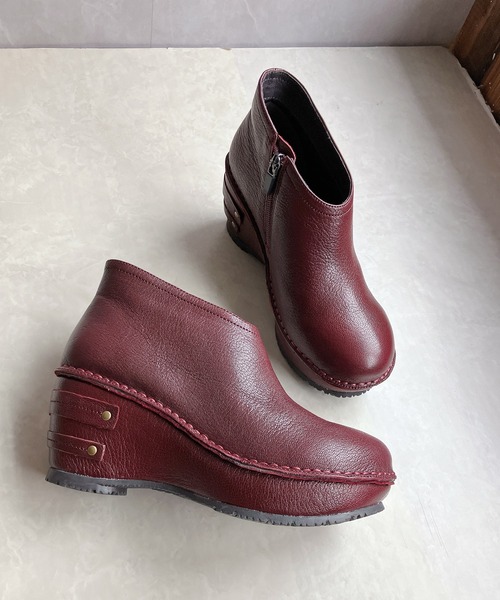 Hina Day Green（ヒナデイグリーン）の「本革製 厚底 アンクルブーツ（ブーツ・レディース・ボルドー/チャコールグレー/ブラック/オリーブ・LL/S/M/L）」の10枚目の写真