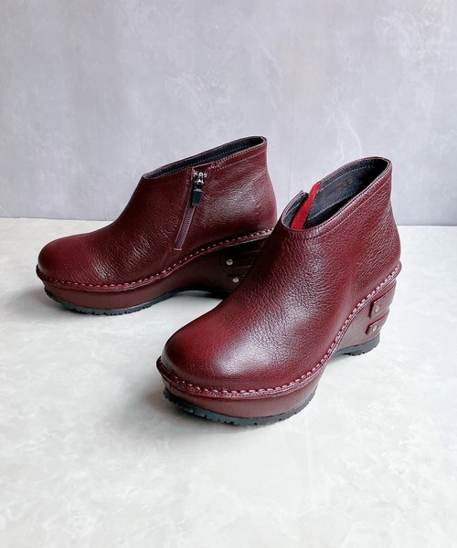 Hina Day Green（ヒナデイグリーン）の「本革製 厚底 アンクルブーツ（ブーツ・レディース・ボルドー/チャコールグレー/ブラック/オリーブ・LL/S/M/L）」の7枚目の写真