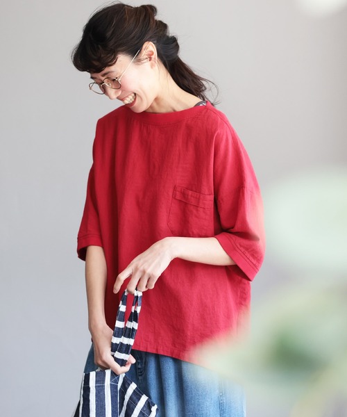 soulberry(ソウルベリー)の「夏の「あかい」ポケットプルオーバー(シャツ/ブラウス・レディース・レッド・M/L/LL/3L/4L/5L)」の4枚目の写真