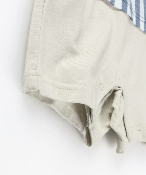 BRANSHES（ブランシェス）の「【おそろい】異素材切り替え半袖カーバーオール（ロンパース・キッズ・ブラウン/ネイビー・80/70）」の3枚目の写真