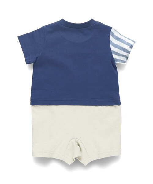 BRANSHES（ブランシェス）の「【おそろい】異素材切り替え半袖カーバーオール（ロンパース・キッズ・ブラウン/ネイビー・80/70）」の7枚目の写真