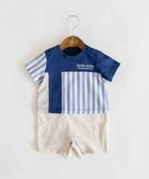 BRANSHES | 【おそろい】異素材切り替え半袖カーバーオール(ロンパース)