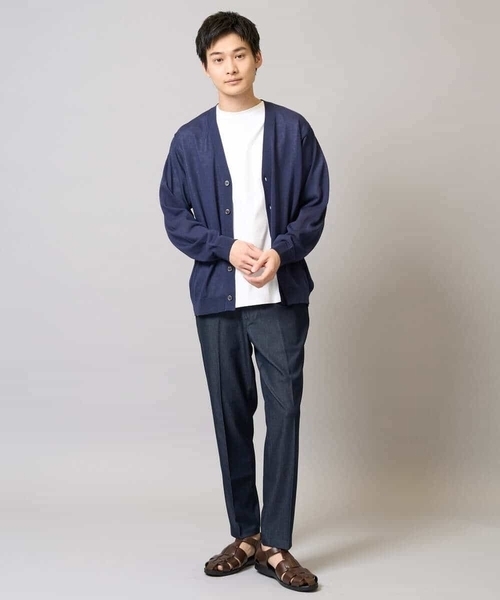 a.v.v（アーヴェヴェ）の「【洗濯機で洗える】ドライタッチ サマーセミシアーカーディガン（カーディガン/ボレロ・メンズ・ネイビー/チャコールグレー・48/46）」の3枚目の写真