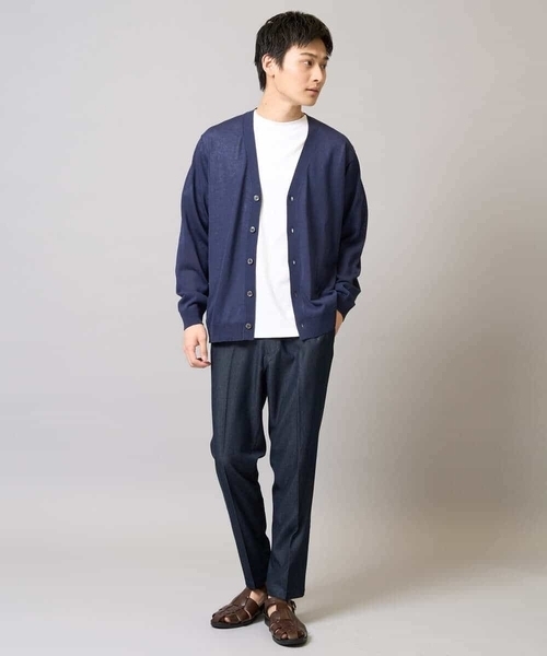 a.v.v（アーヴェヴェ）の「【洗濯機で洗える】ドライタッチ サマーセミシアーカーディガン（カーディガン/ボレロ・メンズ・ネイビー/チャコールグレー・48/46）」の4枚目の写真