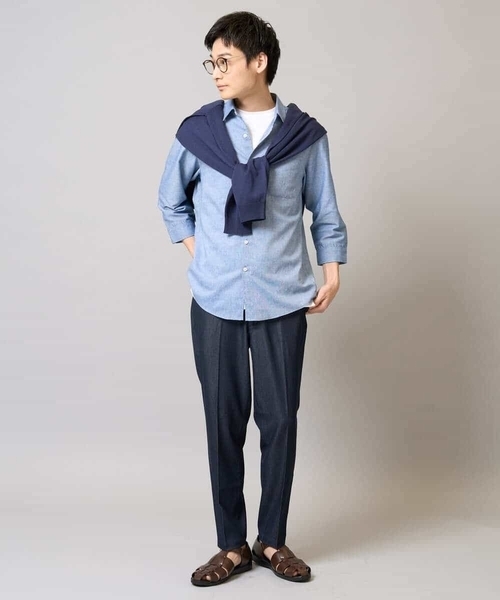 a.v.v（アーヴェヴェ）の「【洗濯機で洗える】ドライタッチ サマーセミシアーカーディガン（カーディガン/ボレロ・メンズ・ネイビー/チャコールグレー・48/46）」の5枚目の写真