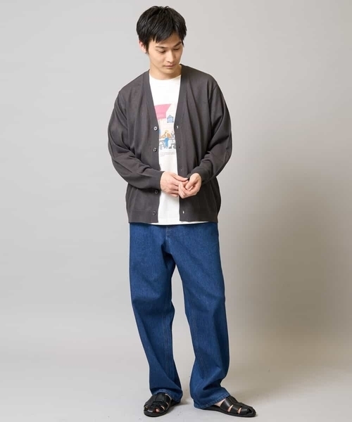 a.v.v（アーヴェヴェ）の「【洗濯機で洗える】ドライタッチ サマーセミシアーカーディガン（カーディガン/ボレロ・メンズ・ネイビー/チャコールグレー・48/46）」の7枚目の写真