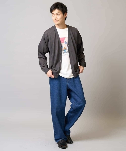 a.v.v（アーヴェヴェ）の「【洗濯機で洗える】ドライタッチ サマーセミシアーカーディガン（カーディガン/ボレロ・メンズ・ネイビー/チャコールグレー・48/46）」の8枚目の写真