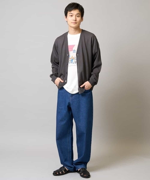 a.v.v（アーヴェヴェ）の「【洗濯機で洗える】ドライタッチ サマーセミシアーカーディガン（カーディガン/ボレロ・メンズ・ネイビー/チャコールグレー・48/46）」の9枚目の写真