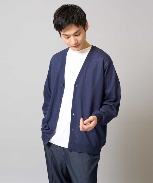 a.v.v（アーヴェヴェ）の「【洗濯機で洗える】ドライタッチ サマーセミシアーカーディガン（カーディガン/ボレロ・メンズ・ネイビー/チャコールグレー・48/46）」の14枚目の写真