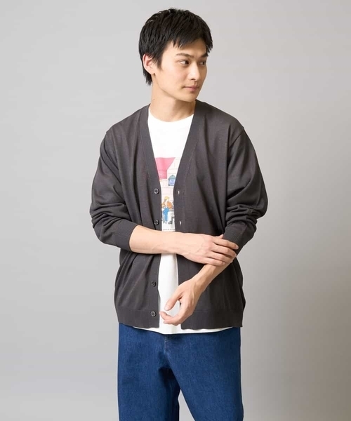 a.v.v（アーヴェヴェ）の「【洗濯機で洗える】ドライタッチ サマーセミシアーカーディガン（カーディガン/ボレロ・メンズ・ネイビー/チャコールグレー・48/46）」の17枚目の写真