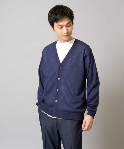 a.v.v（アーヴェヴェ）の「【洗濯機で洗える】ドライタッチ サマーセミシアーカーディガン（カーディガン/ボレロ・メンズ・ネイビー/チャコールグレー・48/46）」の19枚目の写真