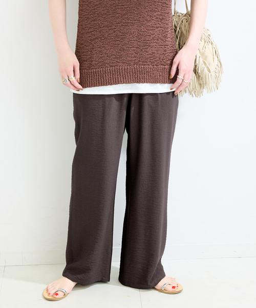 B.C STOCK（ベーセーストック）の「手洗い可 / リネンライクフレアパンツ（スラックス・レディース・ブラック/ベージュ/ブラウン・FREE）」の6枚目の写真