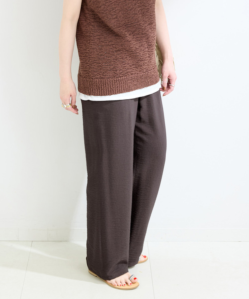 B.C STOCK（ベーセーストック）の「手洗い可 / リネンライクフレアパンツ（スラックス・レディース・ブラック/ベージュ/ブラウン・FREE）」の8枚目の写真
