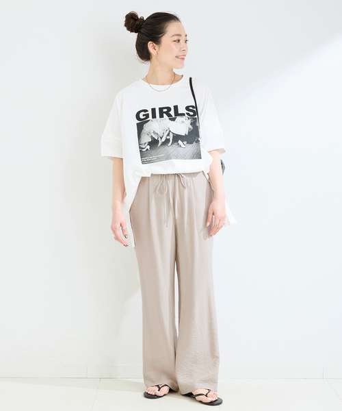 B.C STOCK（ベーセーストック）の「手洗い可 / リネンライクフレアパンツ（スラックス・レディース・ブラック/ベージュ/ブラウン・FREE）」の10枚目の写真