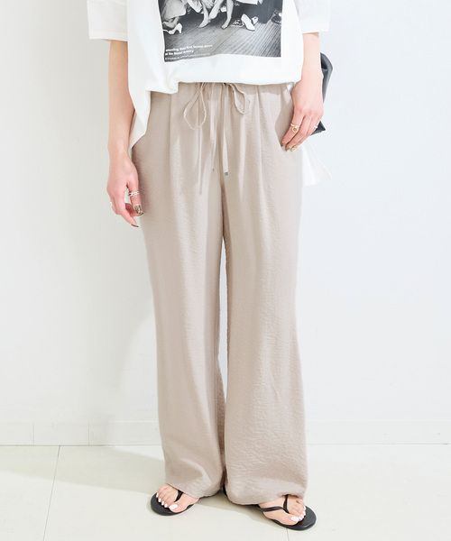 B.C STOCK（ベーセーストック）の「手洗い可 / リネンライクフレアパンツ（スラックス・レディース・ブラック/ベージュ/ブラウン・FREE）」の13枚目の写真