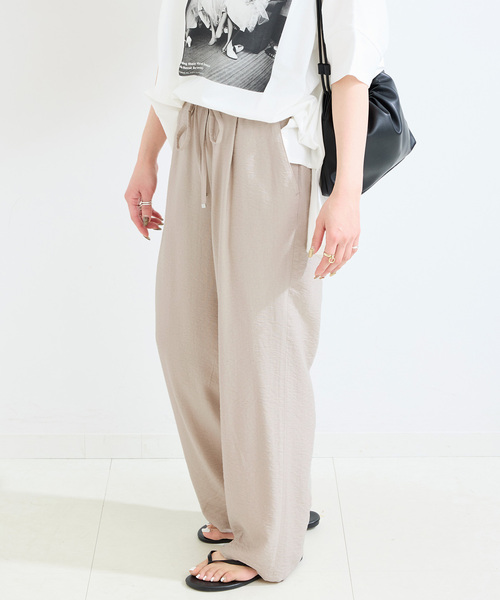 B.C STOCK（ベーセーストック）の「手洗い可 / リネンライクフレアパンツ（スラックス・レディース・ブラック/ベージュ/ブラウン・FREE）」の14枚目の写真